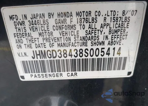 2008 Honda Fit from USA, damaged, VIN JHMGD38438S005414